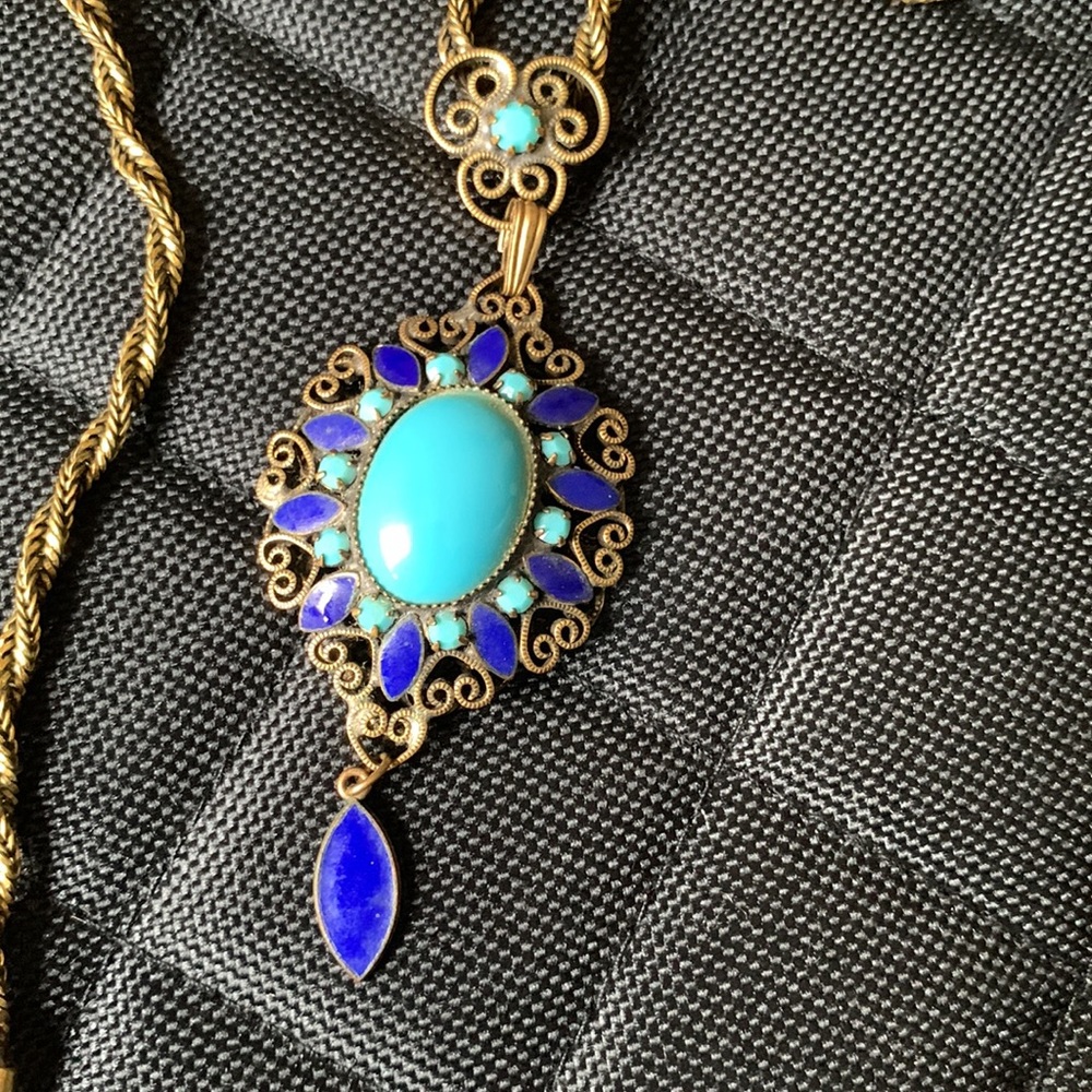 Vintage Victorian Turquoise Lapis Necklace